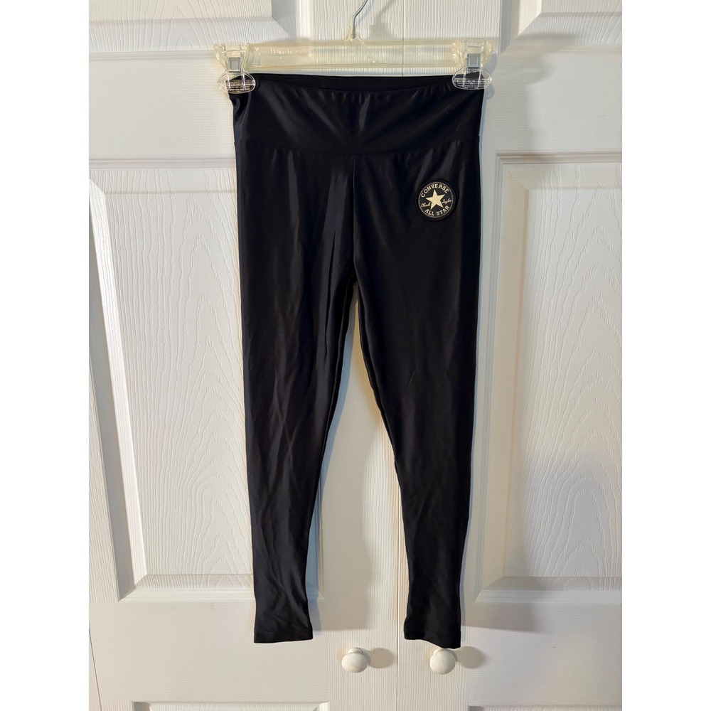 Converse All Star Kids Black Athletic Leggings Size S 8-10 Years Chuck Taylor